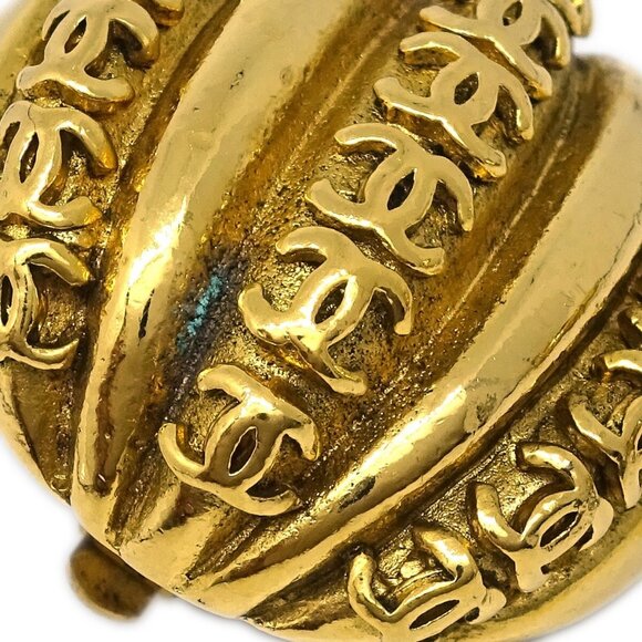 Chanel Button Earrings Clip-On Gold 23 - Picture 2 of 4